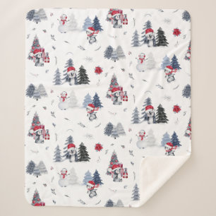 Niedliches Weihnachtsfest im Wasser Pinguin Muster Sherpadecke