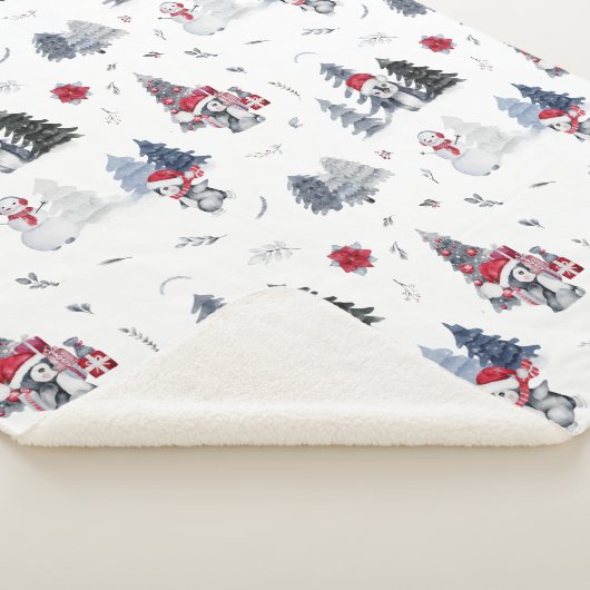 Niedliches Weihnachtsfest im Wasser Pinguin Muster Sherpadecke (3/4)