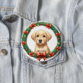 Niedliches Weihnachtsfest Labrador Pup Wreath Button (Beispiel)