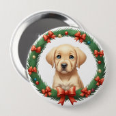 Niedliches Weihnachtsfest Labrador Pup Wreath Button (Vorne & Hinten)