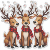 Niedliches Weihnachtsfest mit Karierten Schnitten Aufkleber (Vorderseite)