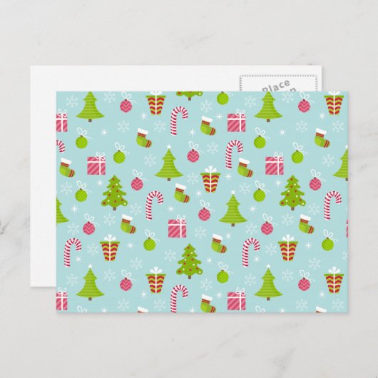 Niedliches Weihnachtsfest-Muster Feiertagspostkarte (Vorne/Hinten)