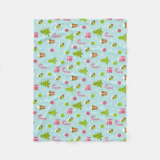 Niedliches Weihnachtsfest-Muster Fleecedecke (Vorderseite)