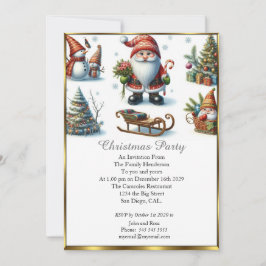 Niedliches Weihnachtsfest Party Santa White Snow Einladung