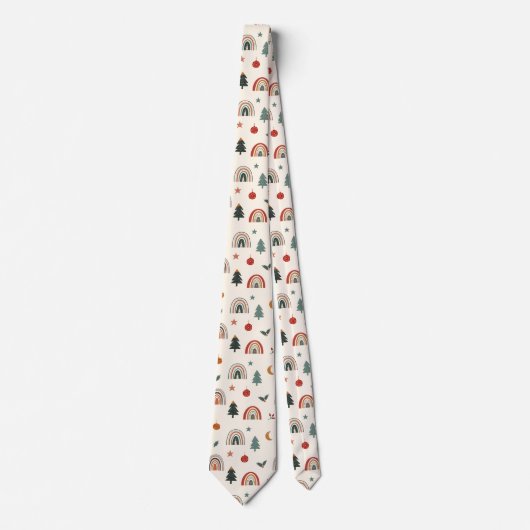 Niedliches Weihnachtsfest Rainbows Holidays Muster Krawatte (Vorderseite)