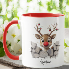 Niedliches Weihnachtsfest Rentier Red Nose Custom Tasse