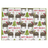 Niedliches Weihnachtsfest Rentier Rustikal Große Geschenktüte (Rückseite)