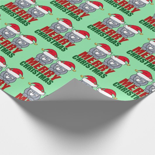 Niedliches Weihnachtsfest Rhino Geschenkpapier (Ecke)
