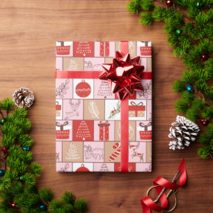 Niedliches Weihnachtsfest Rotes Rosa Geschenkpapier