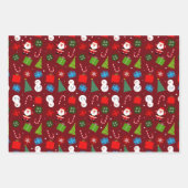 Niedliches Weihnachtsfest & Snowman Set von 3 Geschenkpapier Set (Vorderseite)