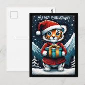 Niedliches Weihnachtsfest Tiger Schneezeit Postkarte (Vorne/Hinten)