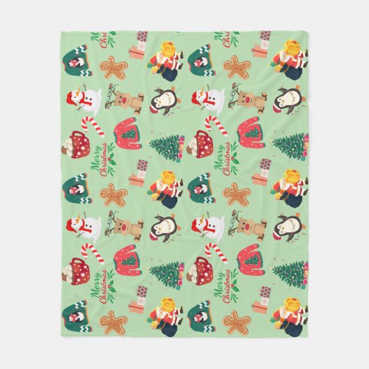 Niedliches Weihnachtsflocken Fleecedecke (Vorderseite)