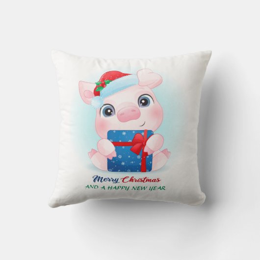 Niedliches Weihnachtsgebäck Baby Pig Kinderzimmer Kissen (Rückseite)