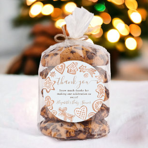 Niedliches Weihnachtsgebäck Babydusche Danke Runder Aufkleber