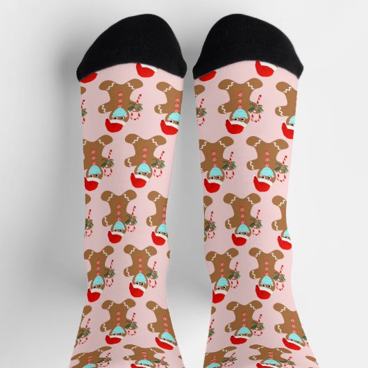 Niedliches Weihnachtsgebäck Girly Pink Pattern Socken (Oben)