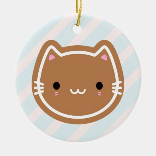 Niedliches Weihnachtsgebäck Katze Keramik Ornament (Vorne)