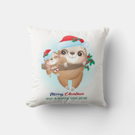 Niedliches Weihnachtsgebäck Mama & Baby Sloth Kind Kissen (Vorderseite)
