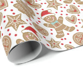 Niedliches Weihnachtsgebäck Man Pattern Geschenkpapier (Rolleneckpunkt)