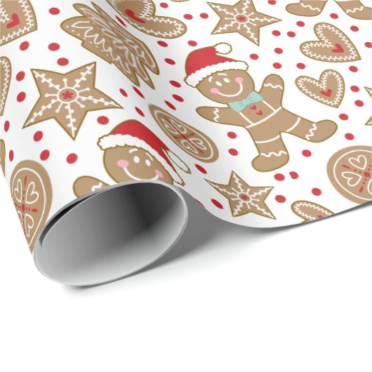 Niedliches Weihnachtsgebäck Man Pattern Geschenkpapier (Rolleneckpunkt)