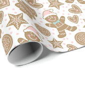 Niedliches Weihnachtsgebäck Man Pattern Geschenkpapier (Rolleneckpunkt)