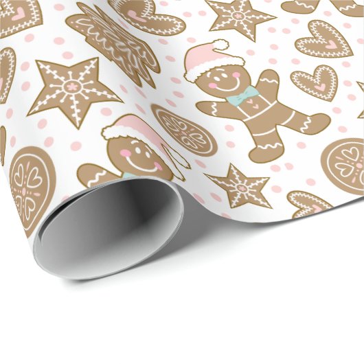 Niedliches Weihnachtsgebäck Man Pattern Geschenkpapier (Rolleneckpunkt)