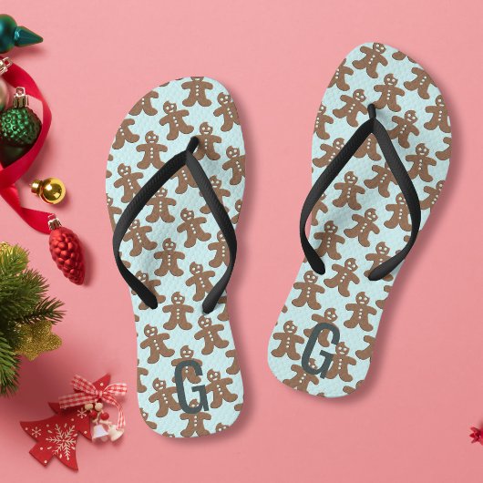 Niedliches Weihnachtsgebäck Men Pattern Blau Badesandalen