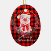 Niedliches Weihnachtsgebäck mit Buffalo Kariert Ro Keramik Ornament (Hinten)