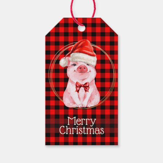 Niedliches Weihnachtsgebäck mit Buffalo Kariertes Geschenkanhänger (Vorderseite)