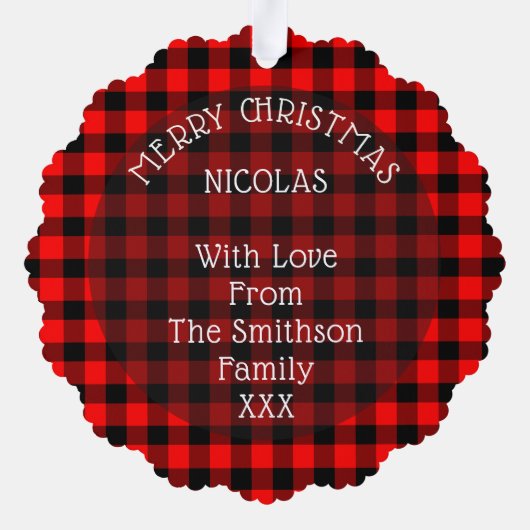 Niedliches Weihnachtsgebäck mit Buffalo Kariertes Ornament Karte (Rückseite)