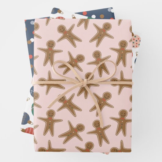 Niedliches Weihnachtsgebäck & Ziermuster Geschenkpapier Set (Beispiel)