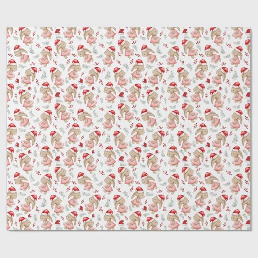 Niedliches Weihnachtsgebirge mit Weihnachtsmannmüt Geschenkpapier (Flach)