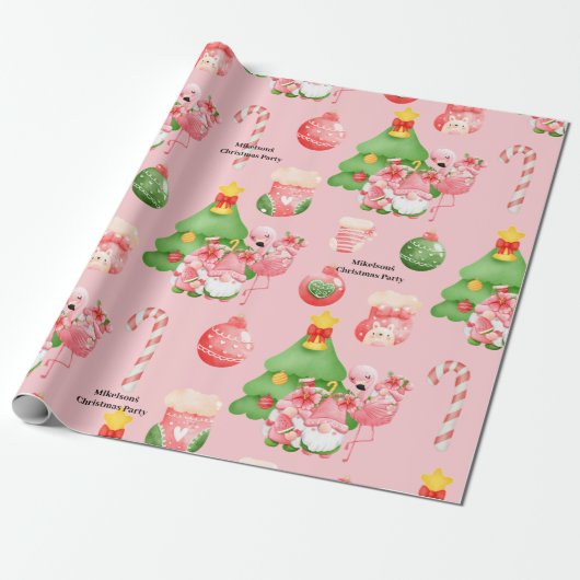 Niedliches Weihnachtsgebirge Rosa und Grün Tropisc Geschenkpapier (Ungerollt)