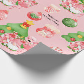 Niedliches Weihnachtsgebirge Rosa und Grün Tropisc Geschenkpapier (Ecke)