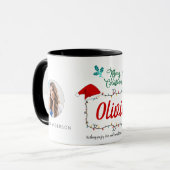 Niedliches Weihnachtsgeschenk 2 Fotos Name Tasse (Vorderseite Links)
