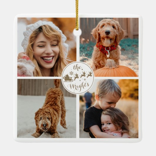 Niedliches Weihnachtsgeschenk für Fotos Keramikornament (Rückseite)