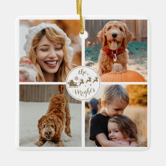 Niedliches Weihnachtsgeschenk für Fotos Keramikornament (Vorderseite)