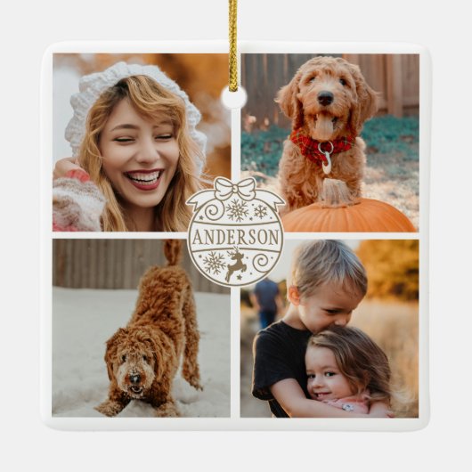 Niedliches Weihnachtsgeschenk für Fotos Keramikornament (Rückseite)