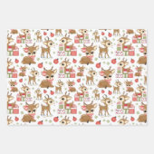 Niedliches Weihnachtsgeschenk Rentier Geschenkpapier Set (Vorderseite)