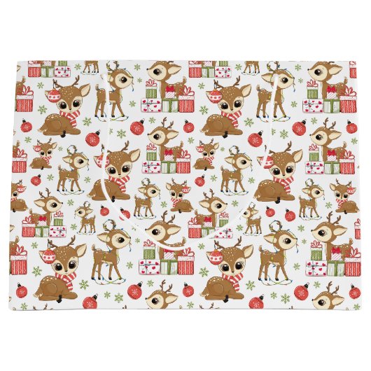 Niedliches Weihnachtsgeschenk Rentier Große Geschenktüte (Vorderseite)