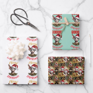 Niedliches Weihnachtsgeschenk Sphynx Cat Merry Sph Geschenkpapier Set