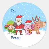 Niedliches Weihnachtsgeschenk von Santa Elf Reinde Runder Aufkleber (Vorderseite)