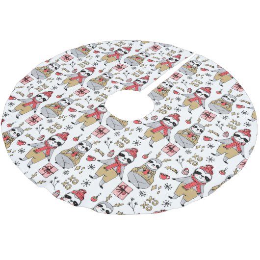 Niedliches Weihnachtsgeschirr aus Polyester Tree S Polyester Weihnachtsbaumdecke (Schrägansicht)