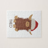 Niedliches Weihnachtsgeschütz Hochlandkuh Santa Puzzle (Horizontal)