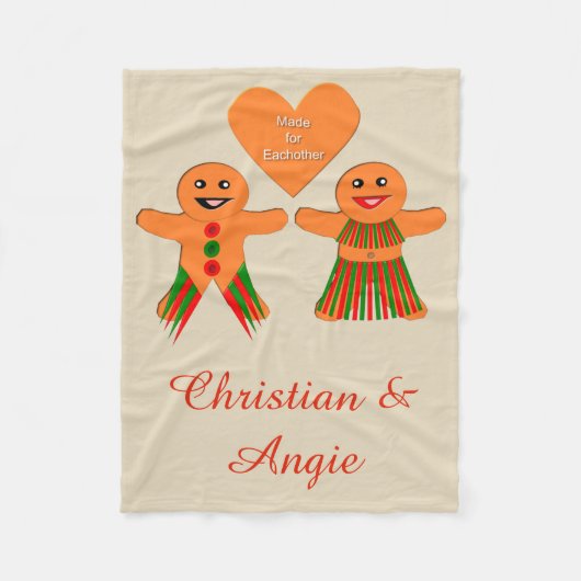 Niedliches Weihnachtsgingerbrot Couple Custom Fleecedecke (Vorderseite)