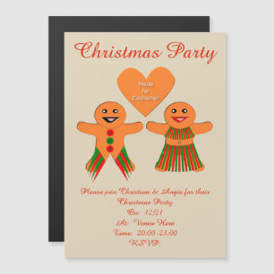 Niedliches Weihnachtsgingerbrot Couple Custom Magneteinladung