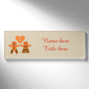 Niedliches Weihnachtsgingerbrot Couple Custom Namenschild