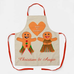 Niedliches Weihnachtsgingerbrot Couple Custom Schürze