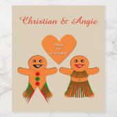 Niedliches Weihnachtsgingerbrot Couple Custom Weinetikett (Einzelnes Label)