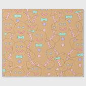 Niedliches Weihnachtsgingerbrot Menschenmuster Geschenkpapier (Flach)