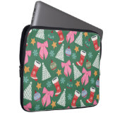 Niedliches Weihnachtsgrün Laptopschutzhülle (Vorne Rechts)